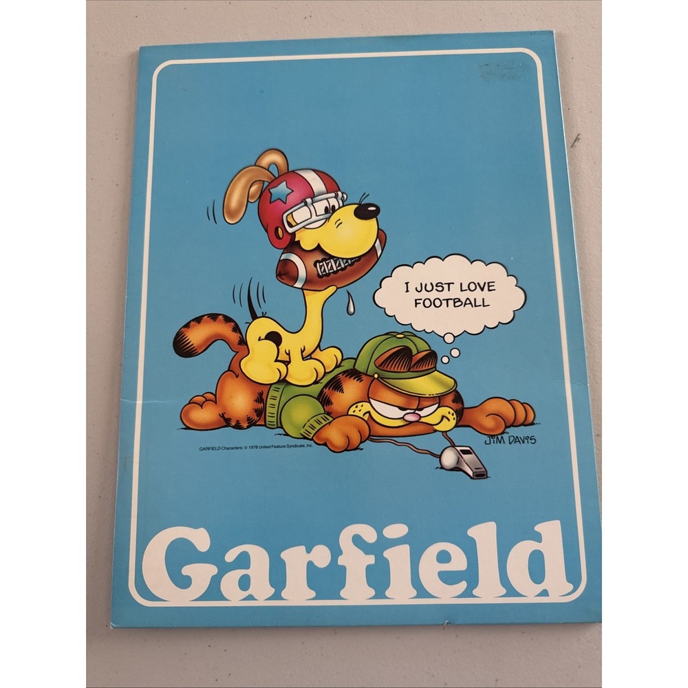 Garfield VTG 78 Mead Pocket Folder Jim Davis Schoo Portfolio Odie Blue Football